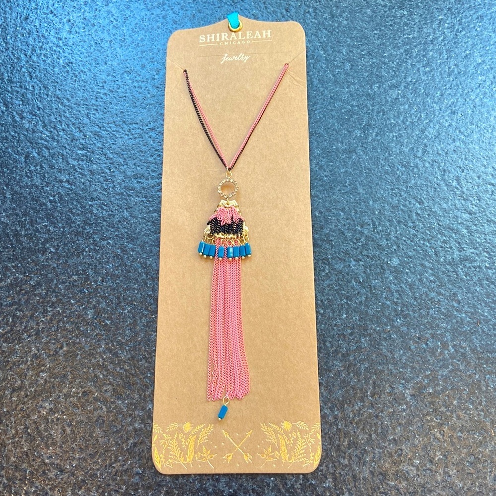 Shiraleah Blush Sloan NWT Necklace Pink Gold Tassel Beaded boho fringe